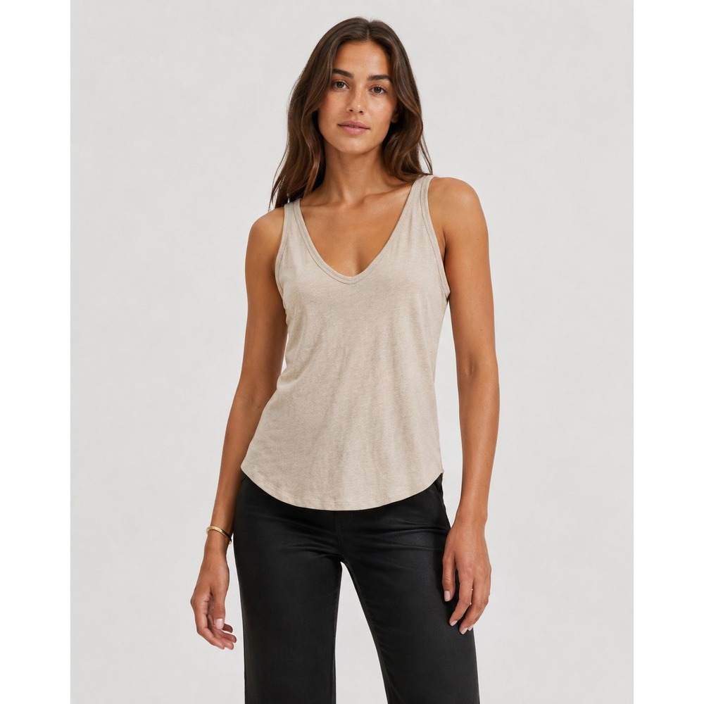Everlane Air Cami Cotton Tan Heathered Scoop Neck Tank Top Size XS Minimalist
